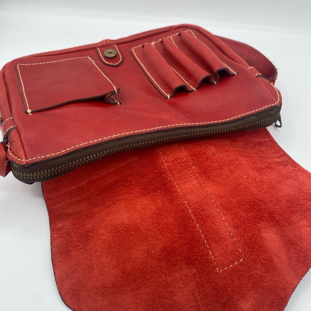 Vintage Patricia Nash Praga Flap Genuine Red Leather Crossbody Bag Purse - Picture 6 of 9